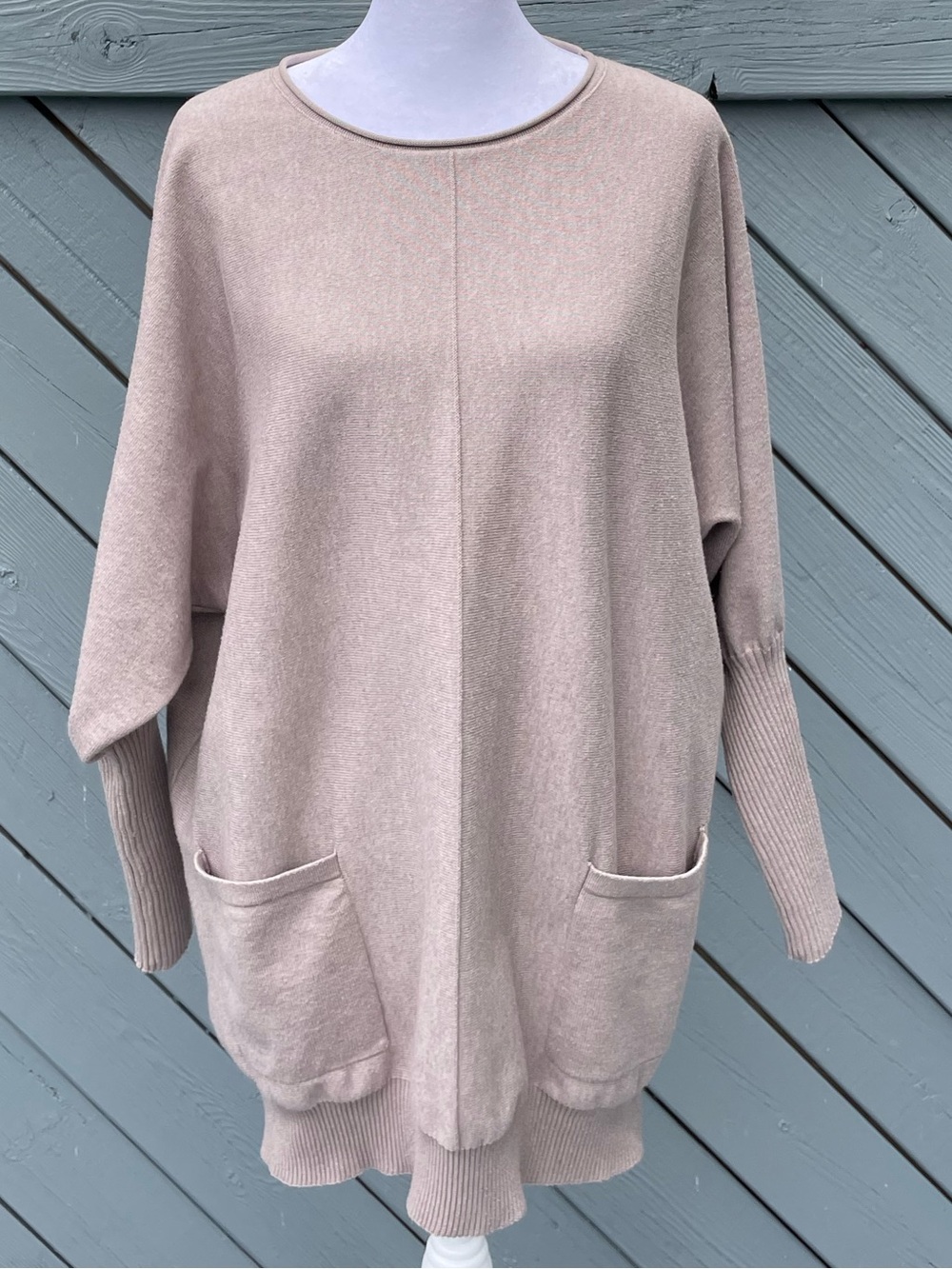 SHEIN Light Beige Oversized Pocket Sweater size 4
